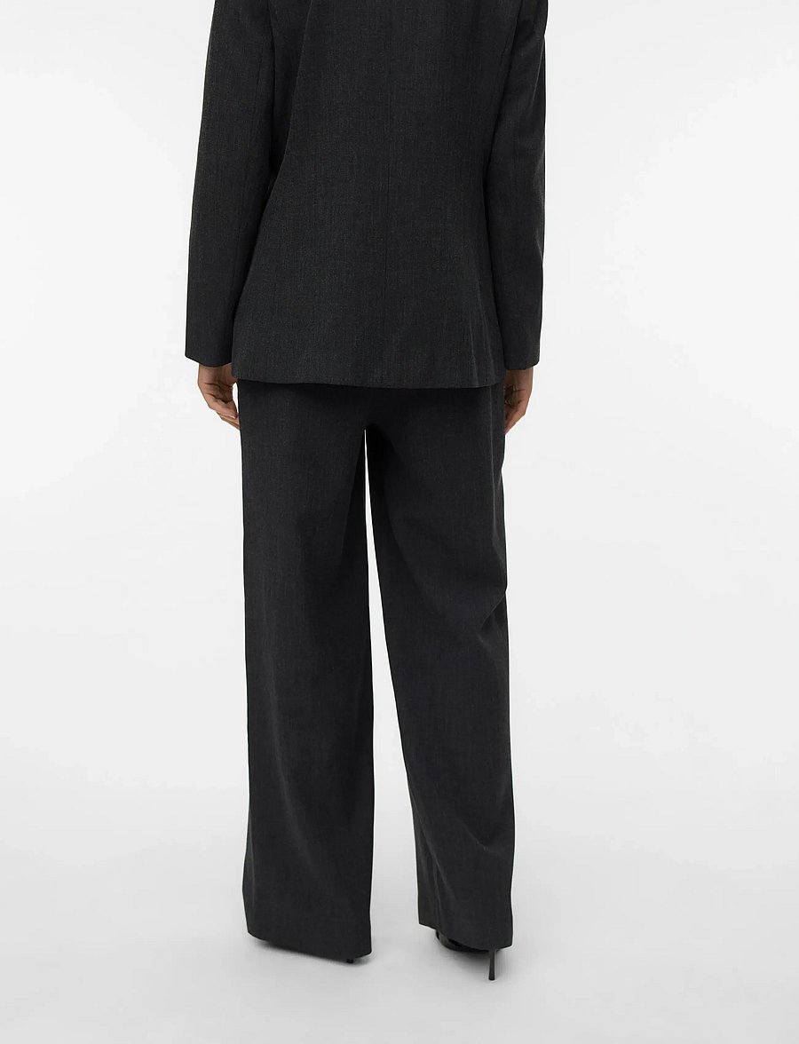 Vero Moda - VMBESTIE MW WIDE DAD PANT NOOS - plačios kelnės - dark grey melange - 3
