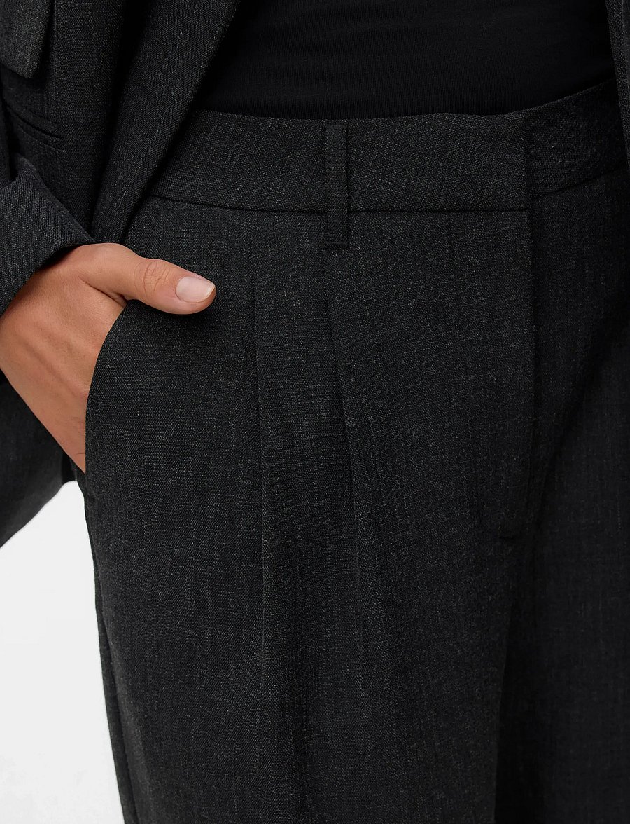 Vero Moda - VMBESTIE MW WIDE DAD PANT NOOS - plačios kelnės - dark grey melange - 4