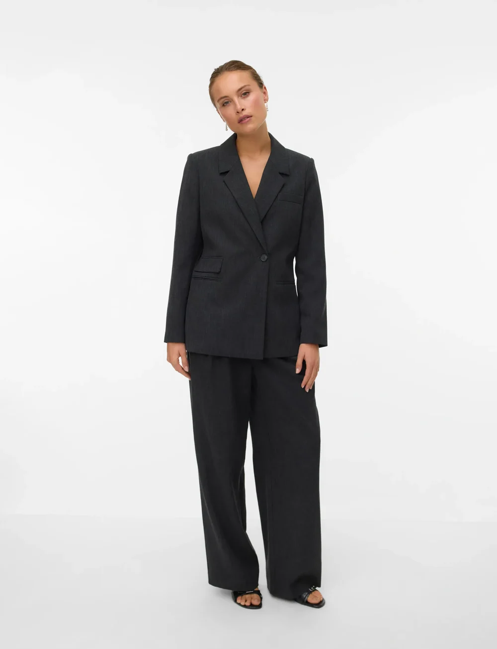 Vero Moda - VMBESTIE LS REGULAR BLAZER NOOS - einreihige blazer - dark grey melange - 0