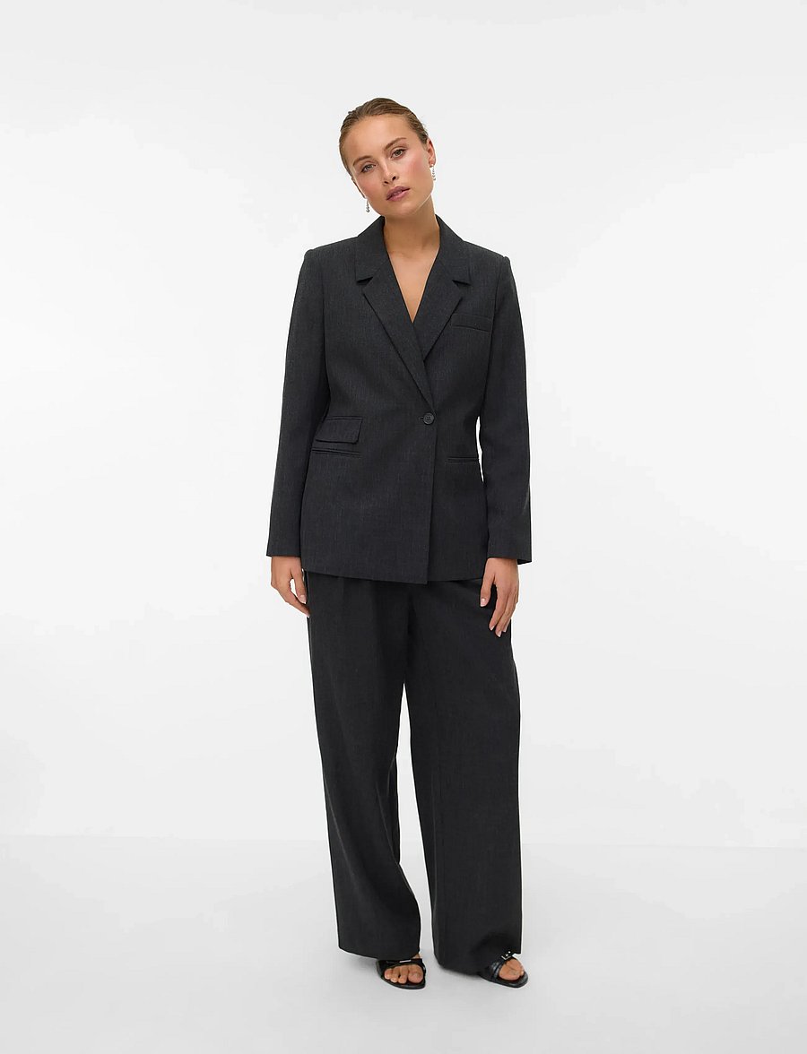 Vero Moda - VMBESTIE LS REGULAR BLAZER NOOS - einreihige blazer - dark grey melange - 0
