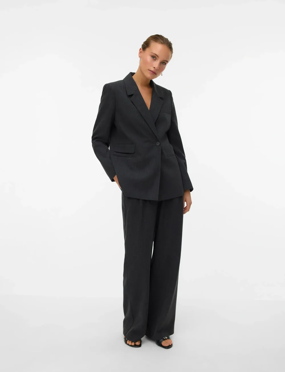 Vero Moda - VMBESTIE LS REGULAR BLAZER NOOS - einreihige blazer - dark grey melange - 2