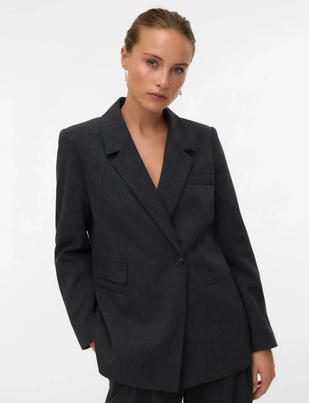 Vero Moda - VMBESTIE LS REGULAR BLAZER NOOS - einreihige blazer - dark grey melange - 3