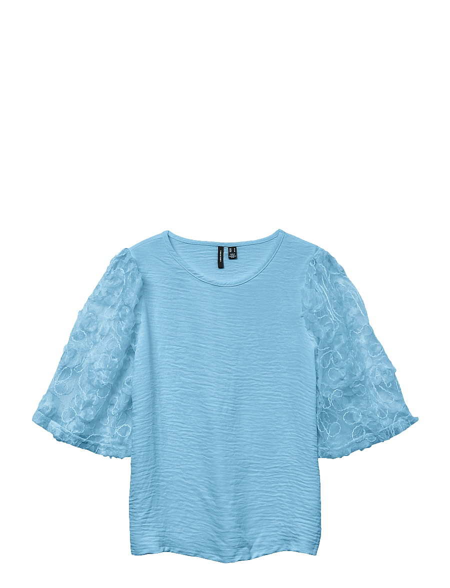 Vero Moda - VMNINA 2/4 TOP JRS - blouses à manches courtes - airy blue - 1