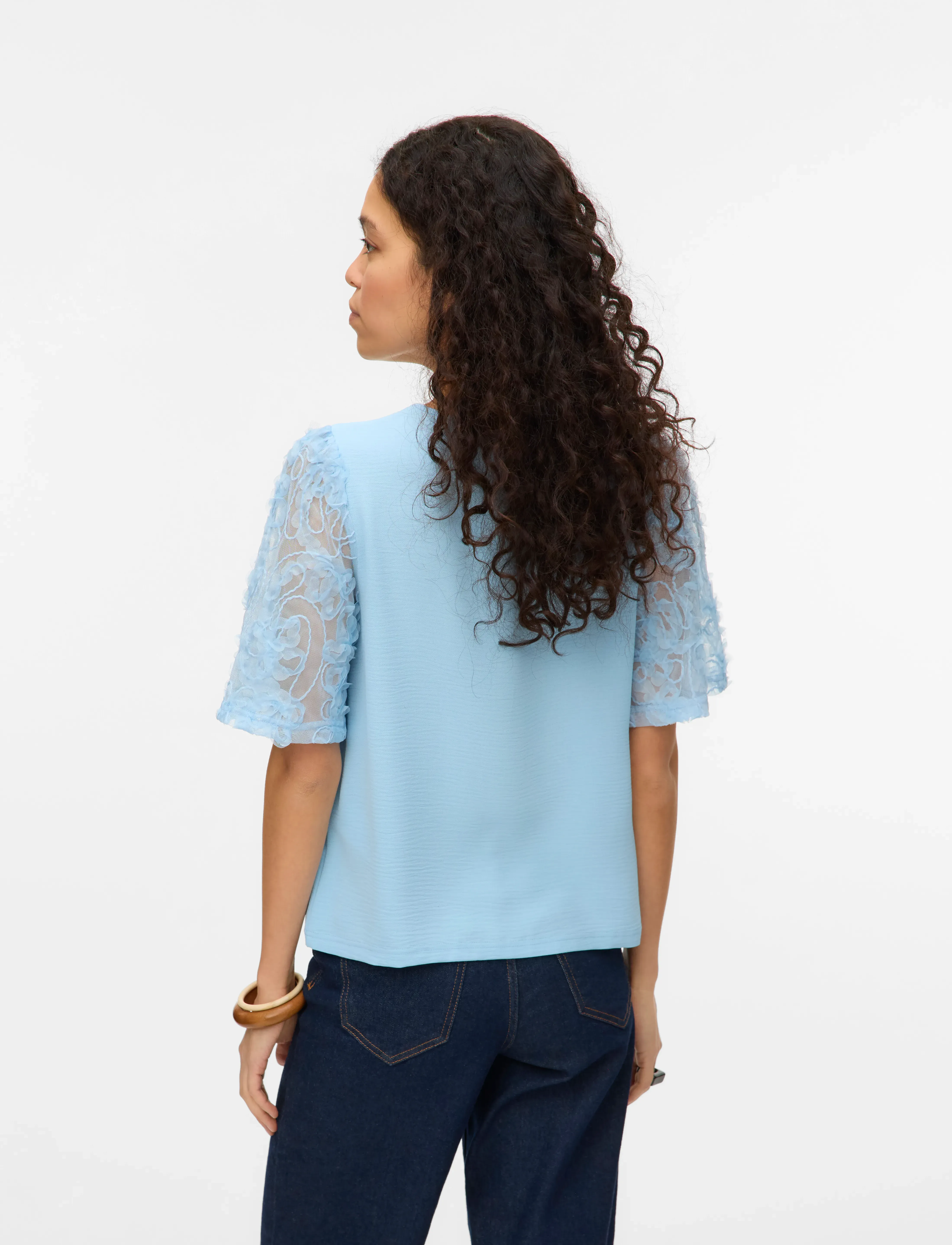 Vero Moda - VMNINA 2/4 TOP JRS - kurzämlige blusen - airy blue - 2