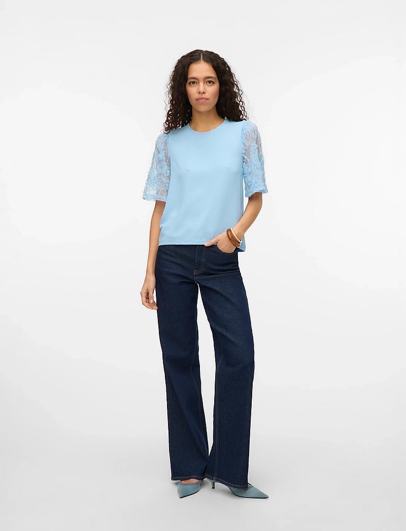Vero Moda - VMNINA 2/4 TOP JRS - short-sleeved blouses - airy blue - 4