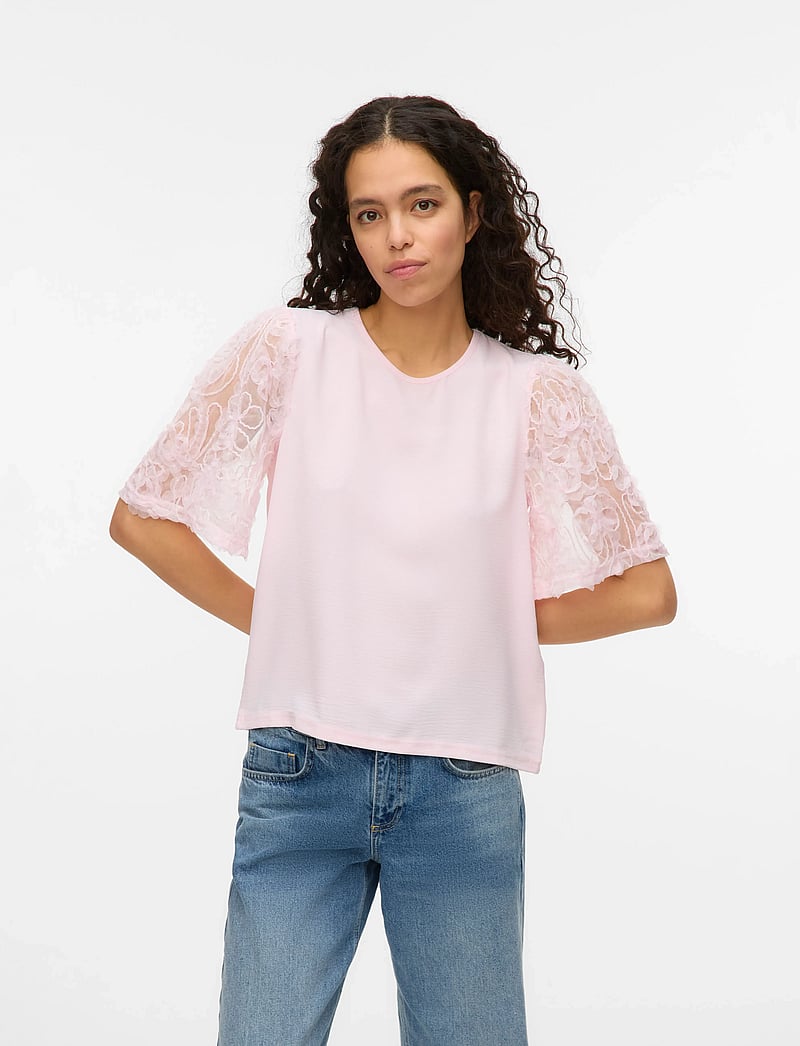 Vero Moda - VMNINA 2/4 TOP JRS - blouses met korte mouwen - pink-a-boo - 0