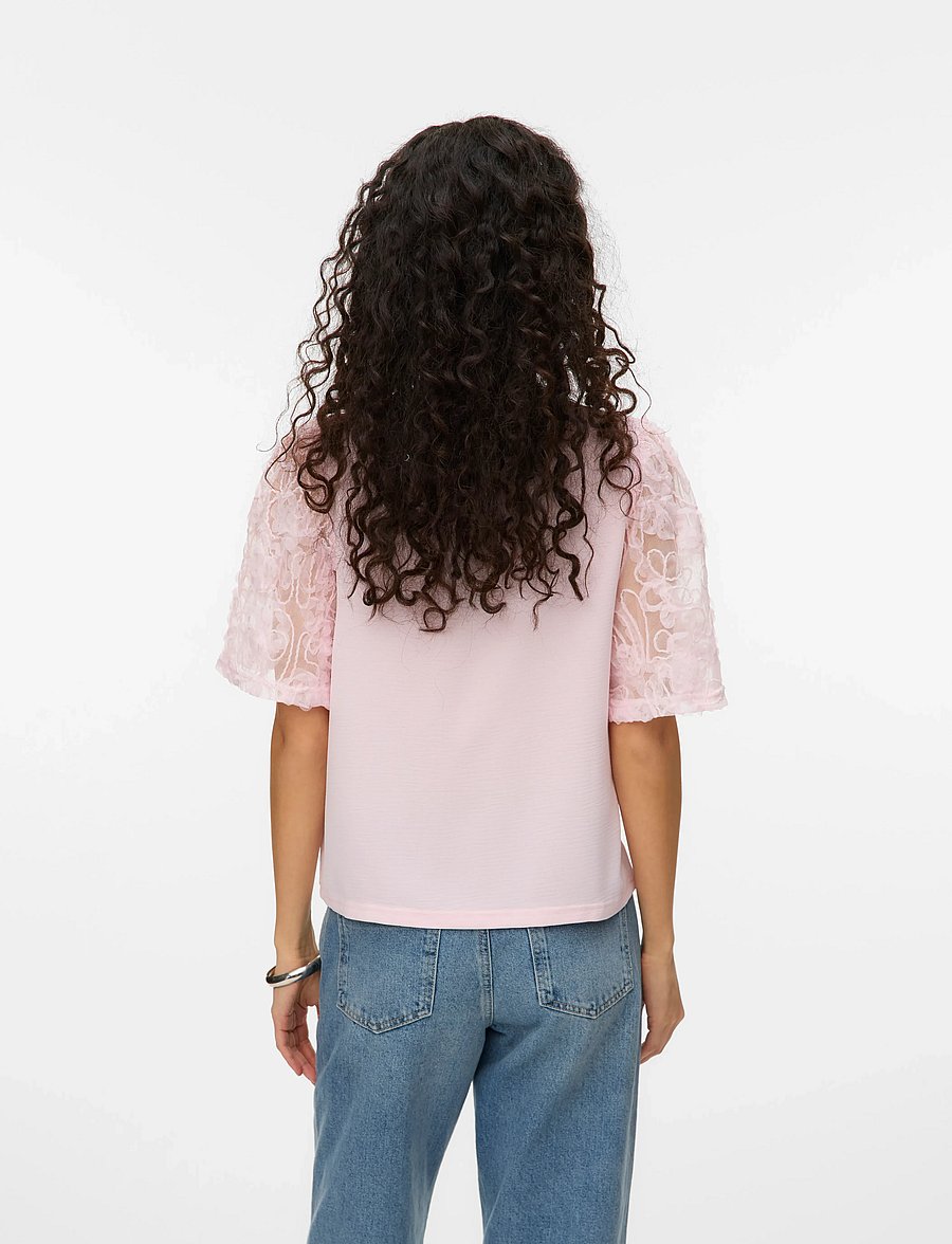 Vero Moda - VMNINA 2/4 TOP JRS - palaidinės trumpomis rankovėmis - pink-a-boo - 2