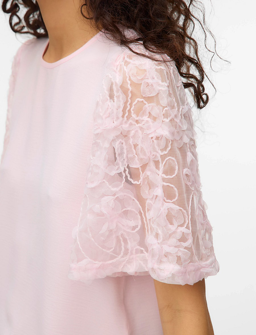 Vero Moda - VMNINA 2/4 TOP JRS - palaidinės trumpomis rankovėmis - pink-a-boo - 3