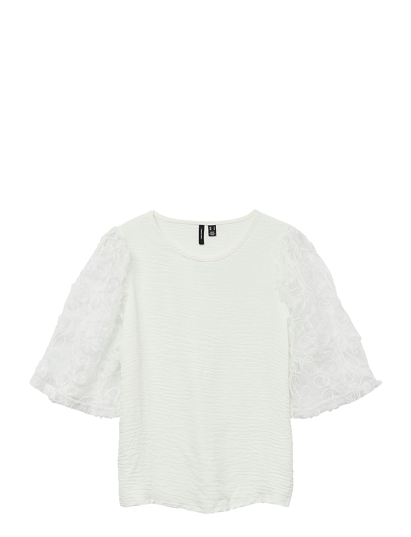 Vero Moda - VMNINA 2/4 TOP JRS - kurzämlige blusen - snow white - 1