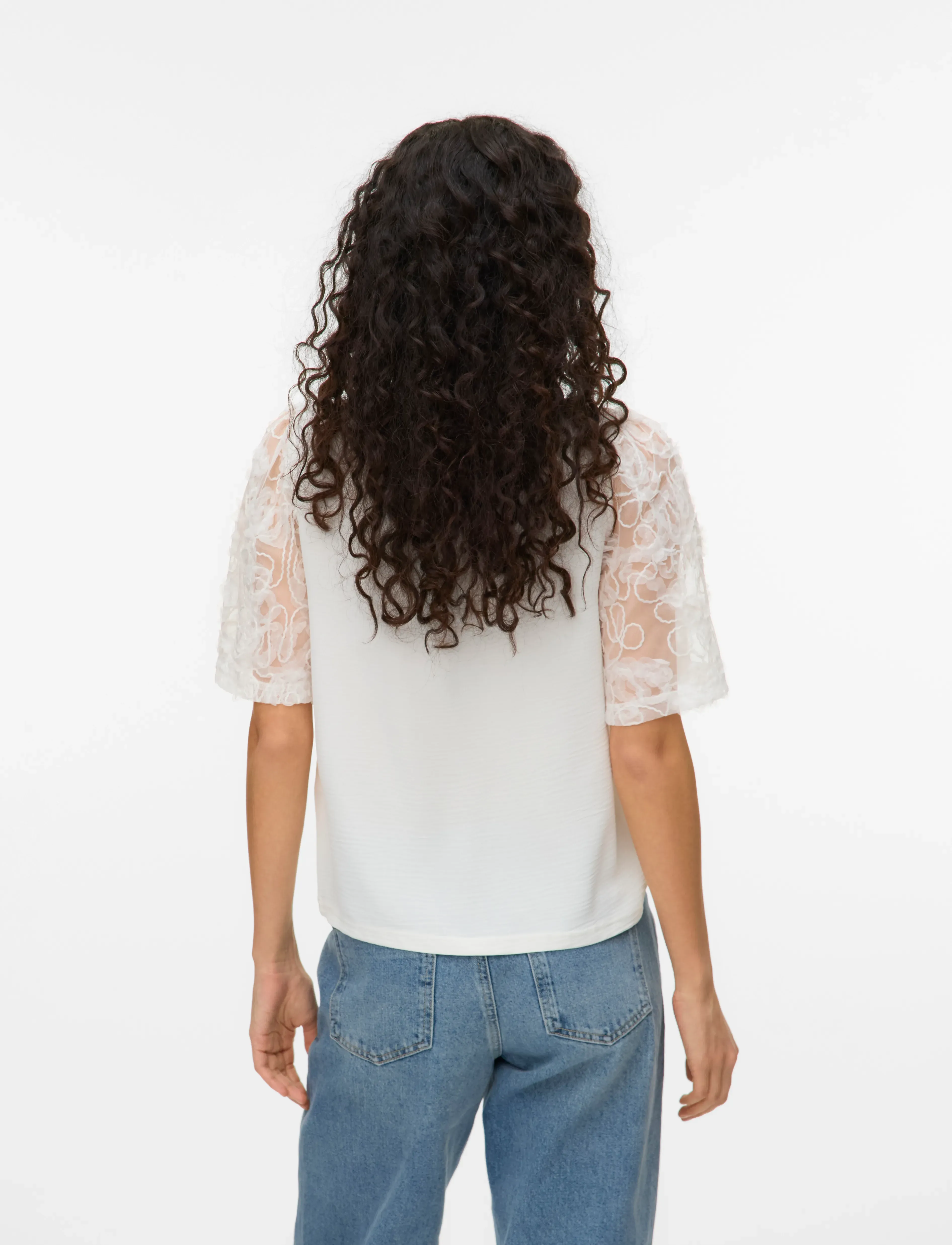 Vero Moda - VMNINA 2/4 TOP JRS - kortärmade blusar - snow white - 2