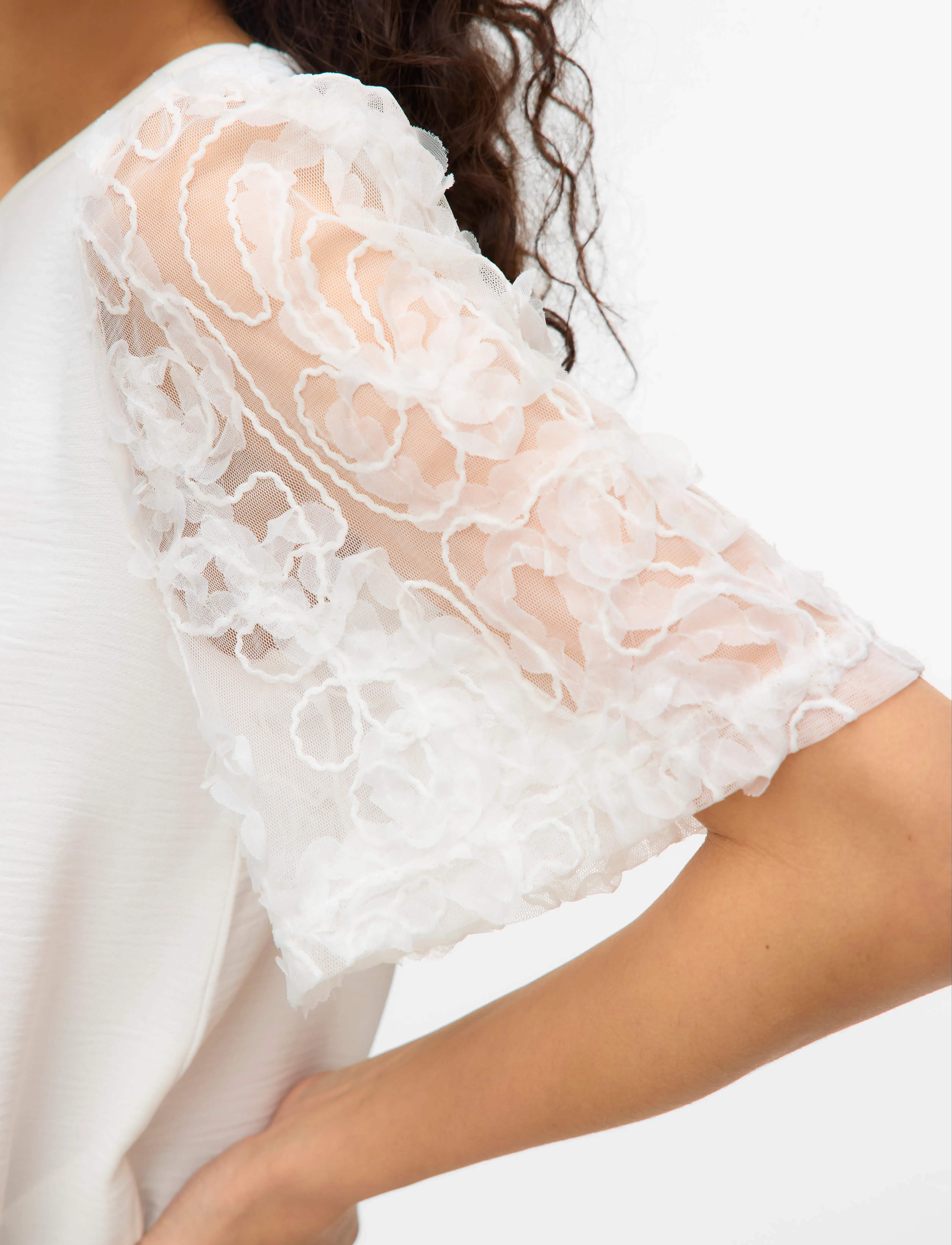 Vero Moda - VMNINA 2/4 TOP JRS - kortärmade blusar - snow white - 5