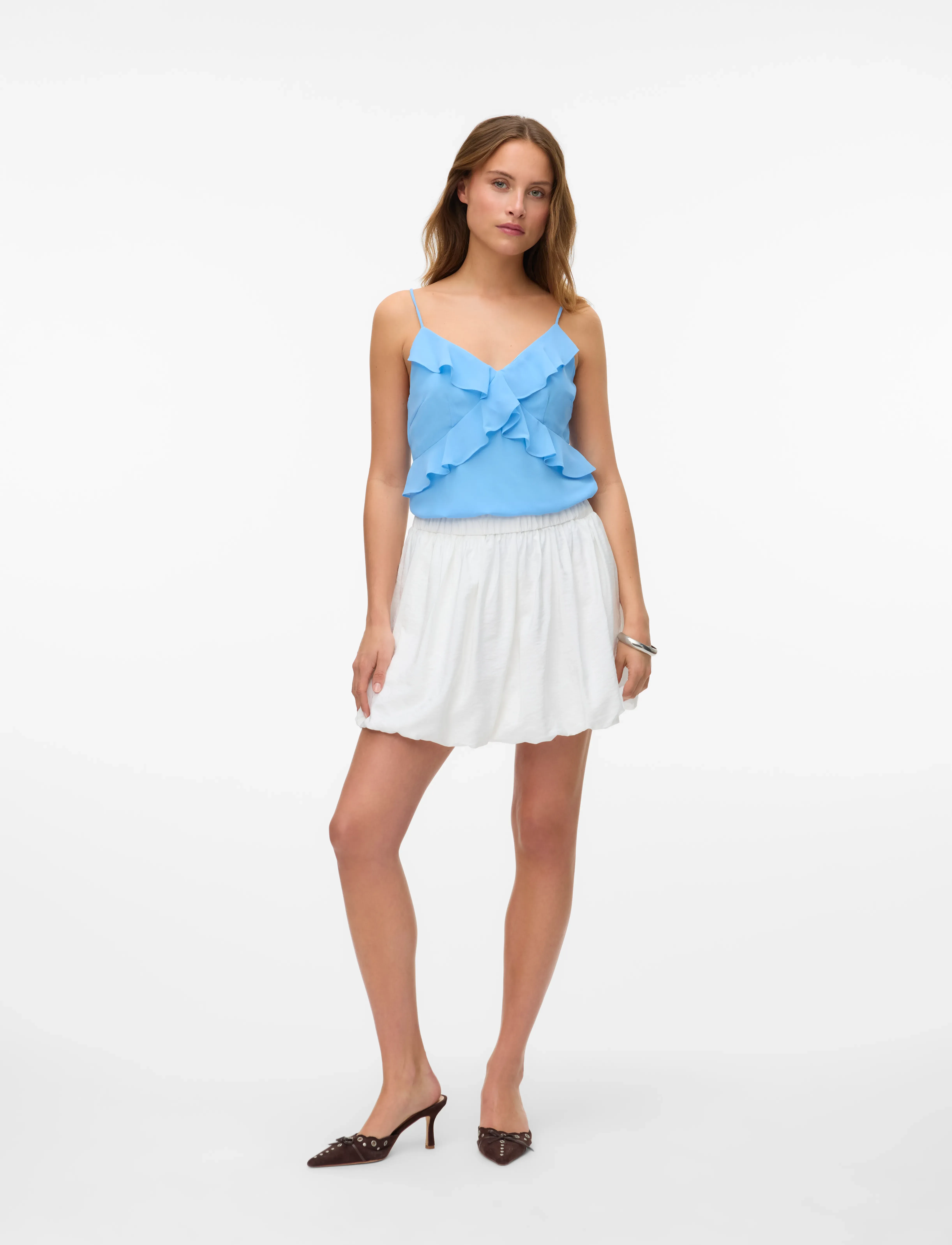 Vero Moda - VMAMINA SINGLET FRILL TOP WVN EXP - airy blue - 3