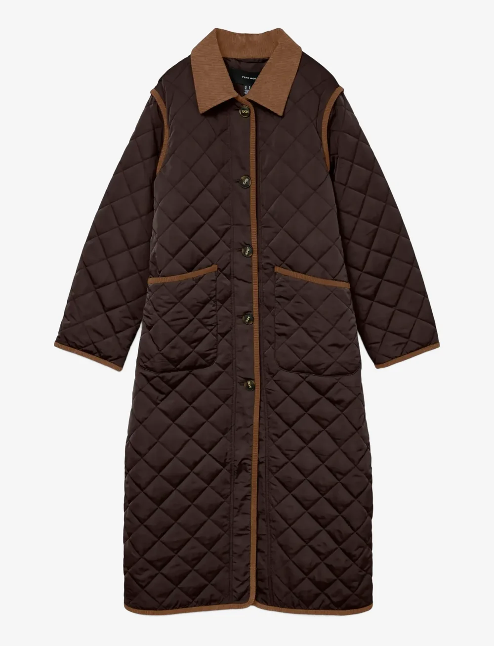 Vero Moda - VMEMILY LONG COAT BOO - quiltade jackor - chocolate torte - 1