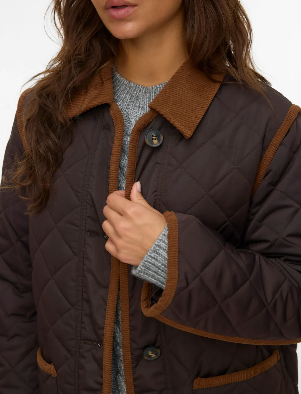 Vero Moda - VMEMILY LONG COAT BOO - quiltade jackor - chocolate torte - 4