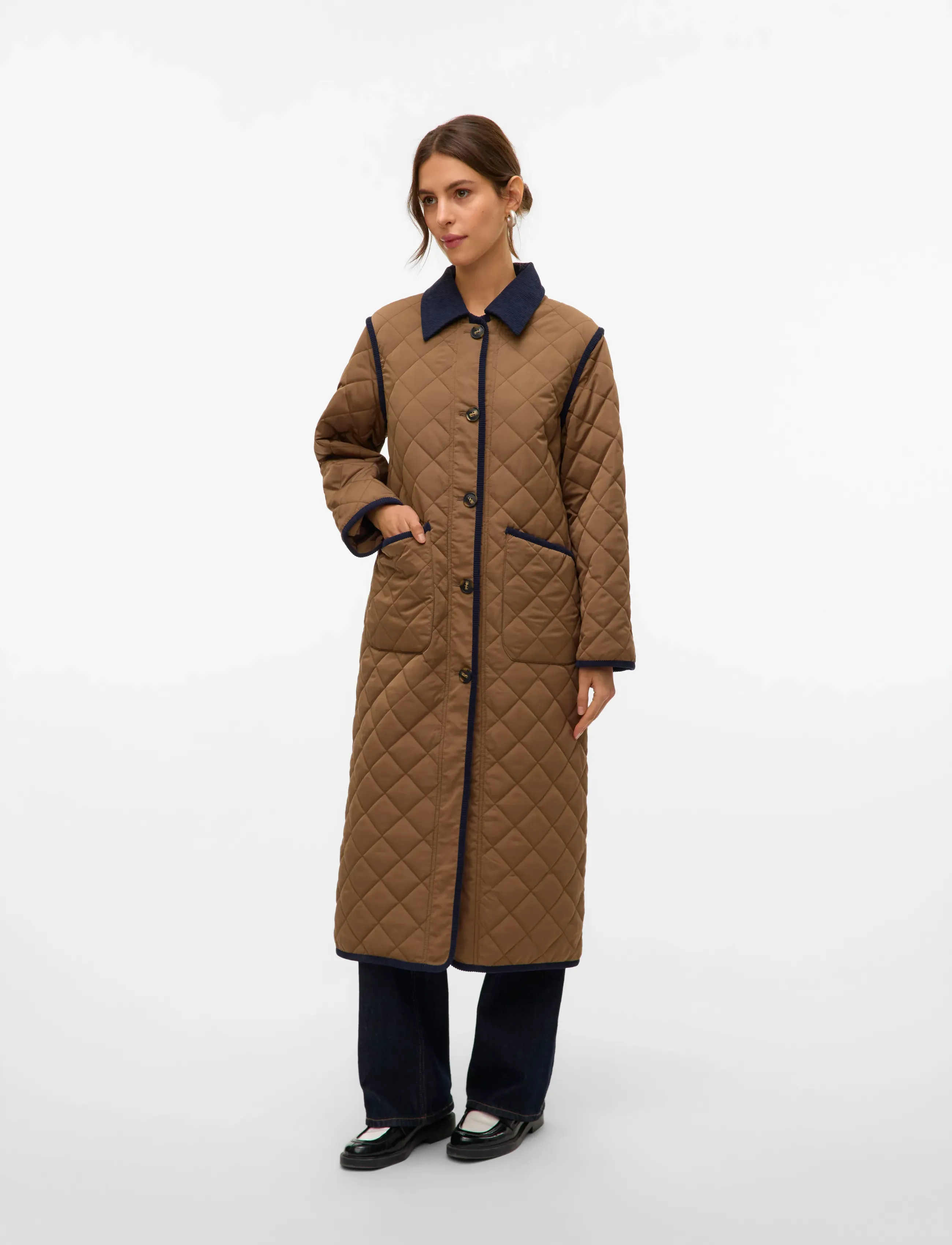 Vero Moda Vmemily Long Coat Boo, S, Beige, Jakker > Quiltede Jakker, Dame