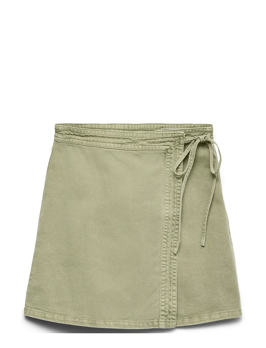 Vero Moda - VMLIZA MR SHORT DENIM WRAP SKIRT GA NOOS - spódnice wiązane - laurel wreath - 1