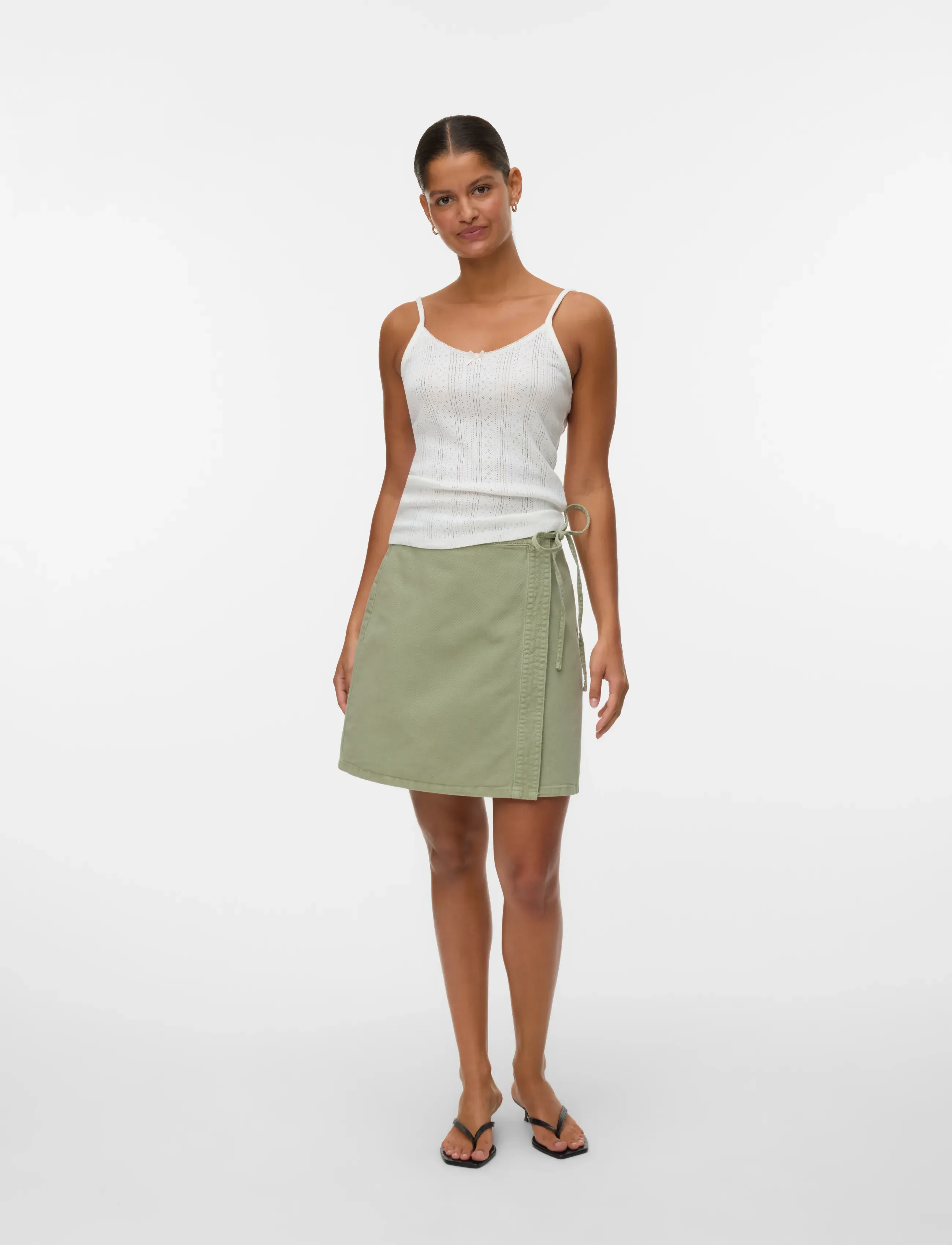 Vero Moda VMLIZA MR SHORT DENIM WRAP SKIRT GA NOOS - Hameet - LAUREL WREATH / khaki/green
