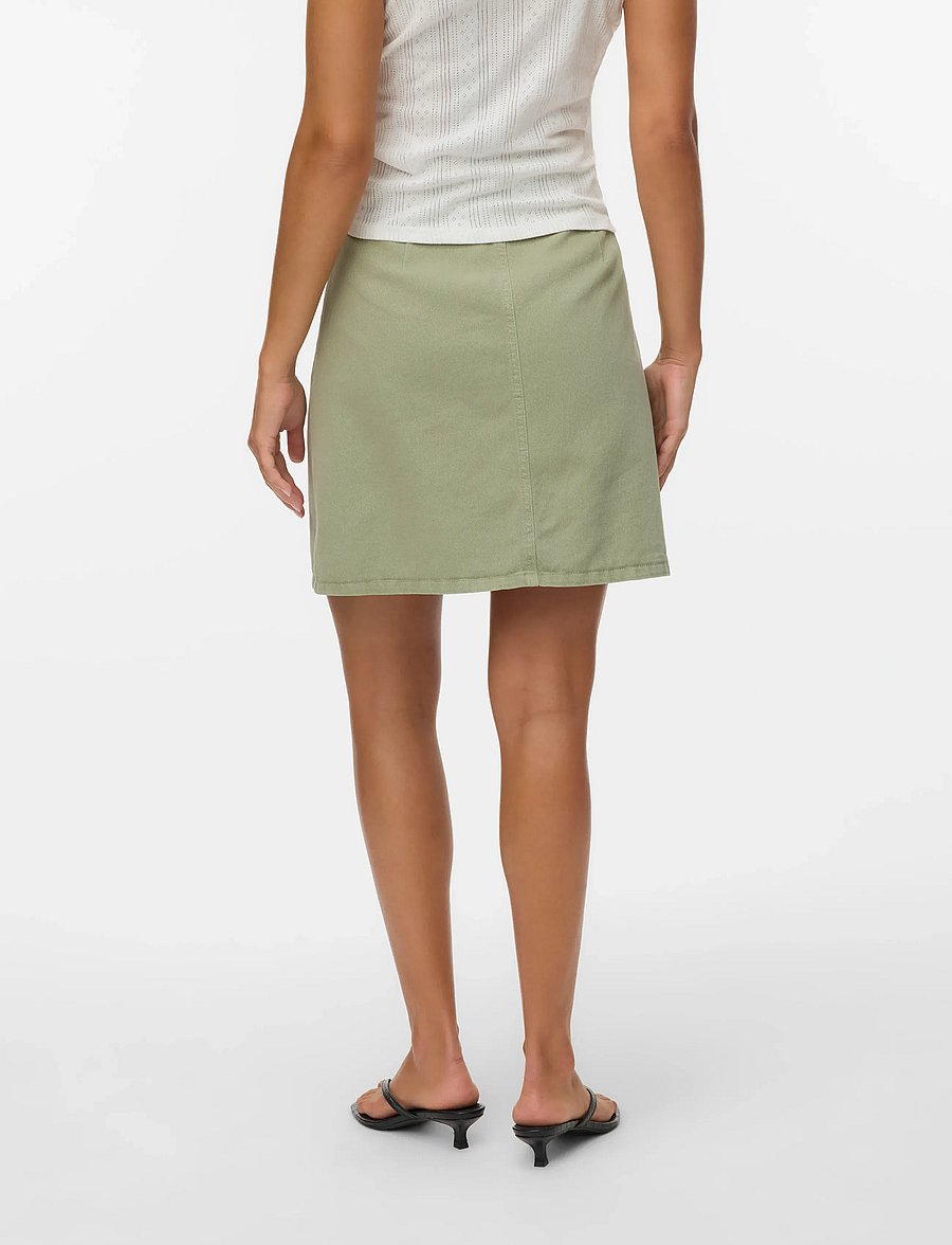 Vero Moda - VMLIZA MR SHORT DENIM WRAP SKIRT GA NOOS - spódnice wiązane - laurel wreath - 3