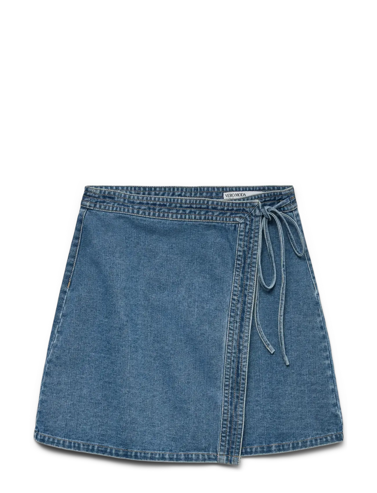 Vero Moda VMLIZA MR SHORT DENIM WRAP SKIRT GA NOOS - Nederdele - MEDIUM BLUE DENIM / blue