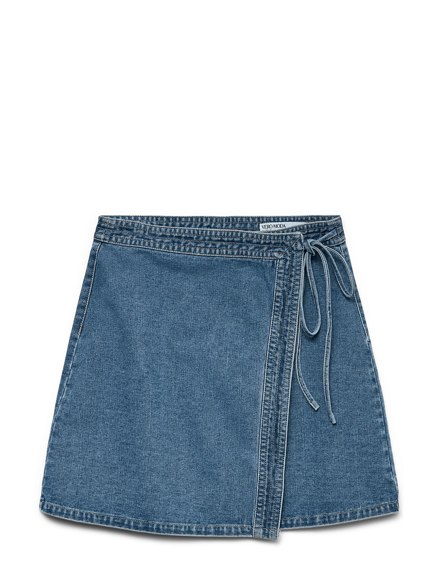 Vero Moda - VMLIZA MR SHORT DENIM WRAP SKIRT GA NOOS - wickelröcke - medium blue denim - 1