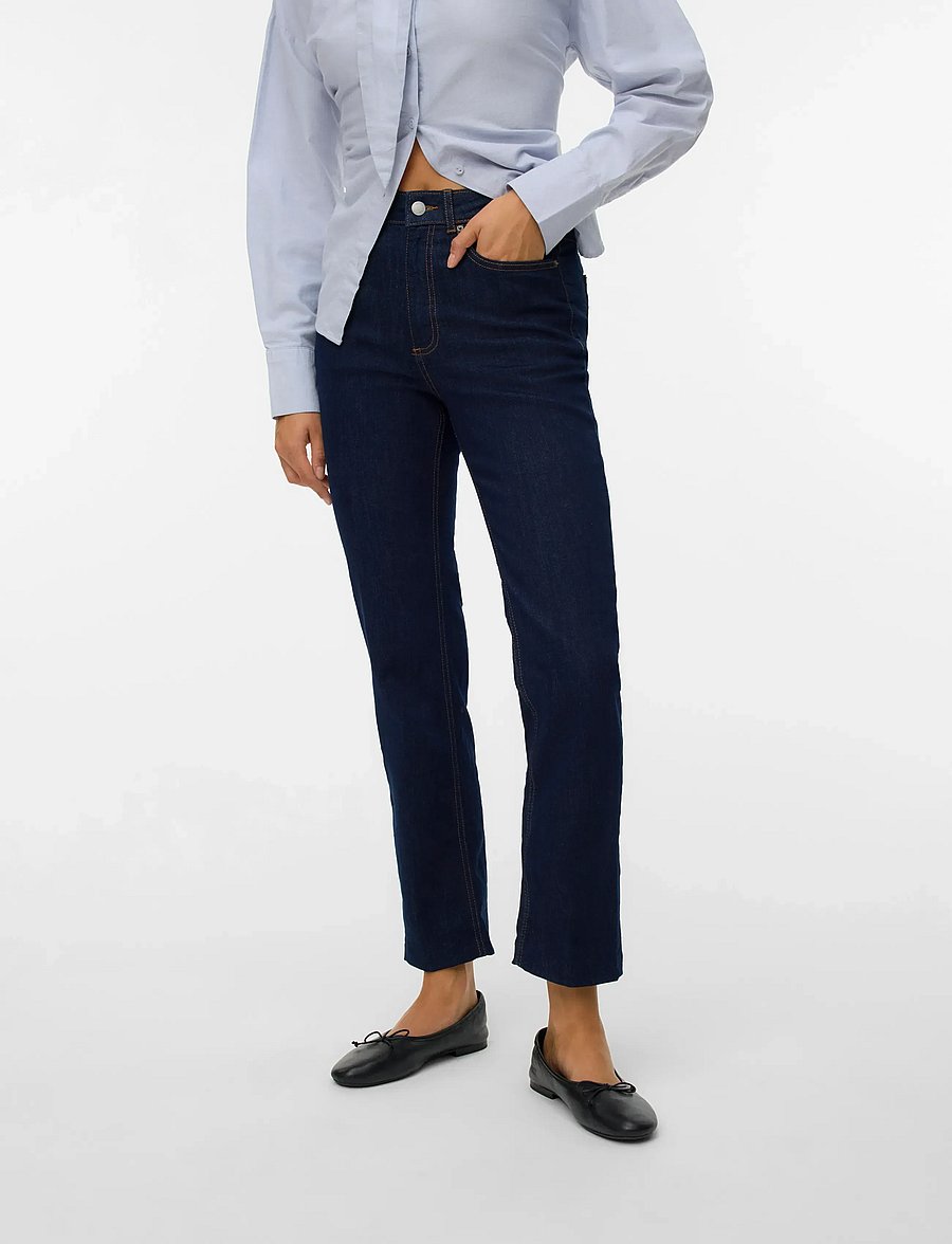 Vero Moda - AWALICE HR STRAIGHT ANK DNM JNS RA3032 - mom-lõikega teksad - dark blue denim - 3