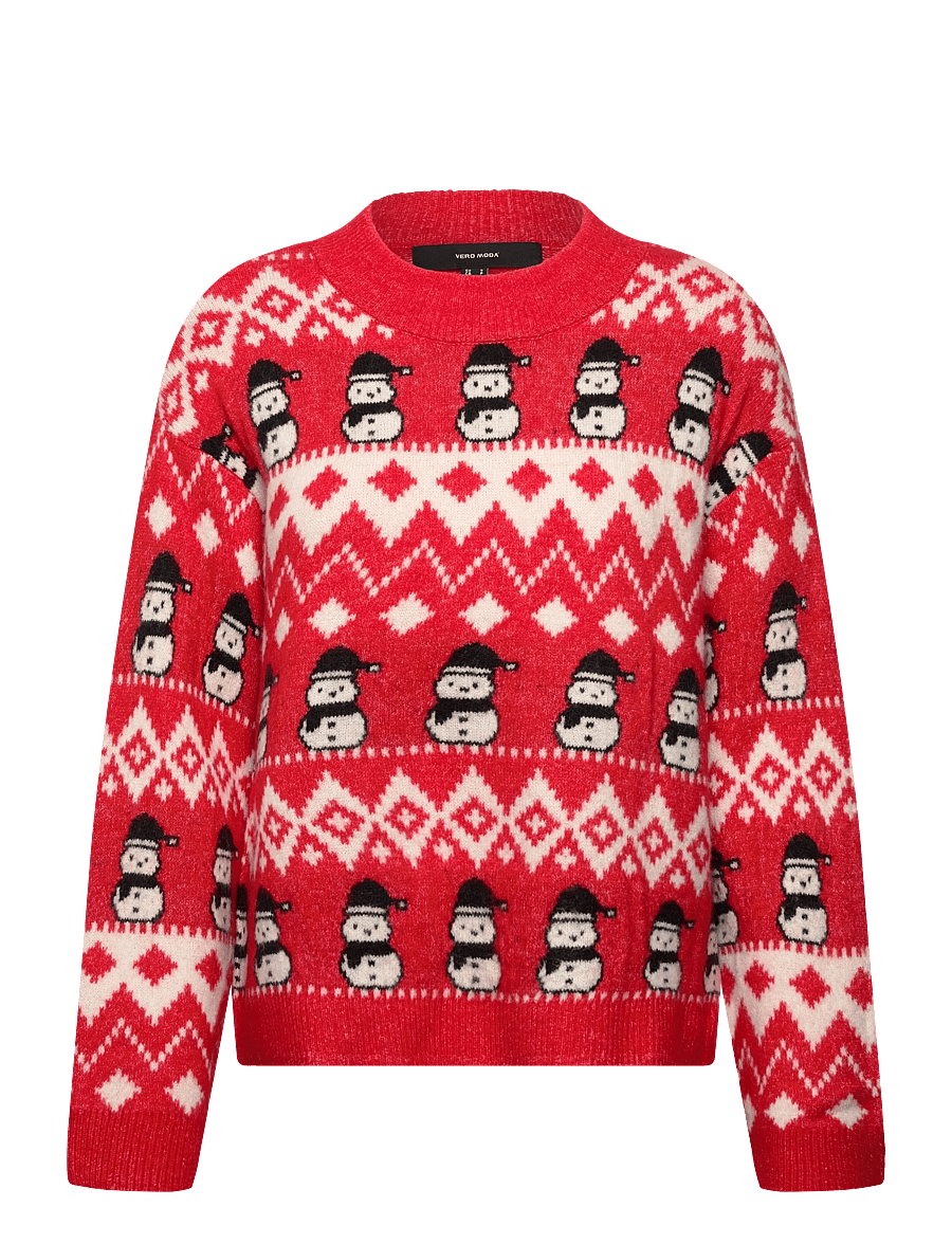 Vero Moda - VMFROSTSNOWMAN LS O-NECK PULLOVER XMAS - stickade tröjor - chinese red - 1