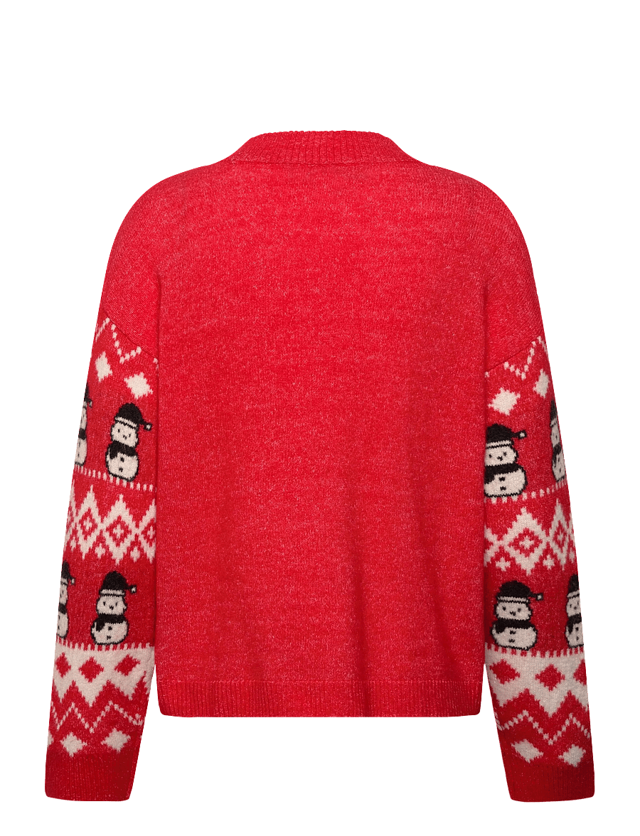 Vero Moda - VMFROSTSNOWMAN LS O-NECK PULLOVER XMAS - stickade tröjor - chinese red - 2