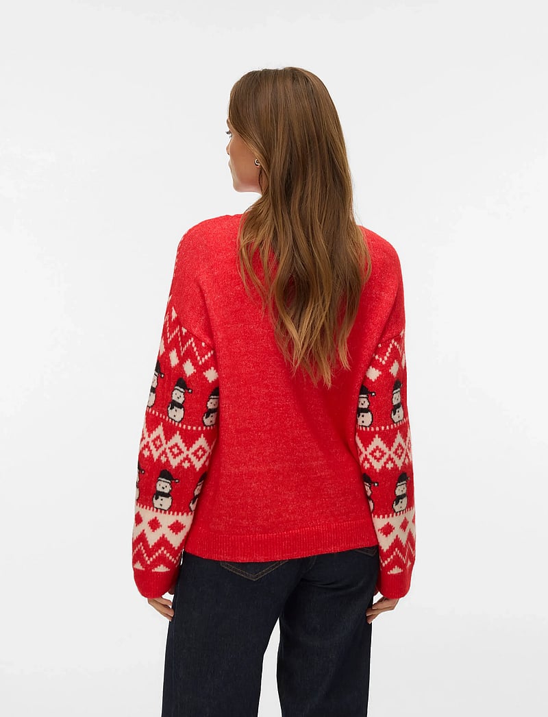 Vero Moda - VMFROSTSNOWMAN LS O-NECK PULLOVER XMAS - strikkegensere - chinese red - 3