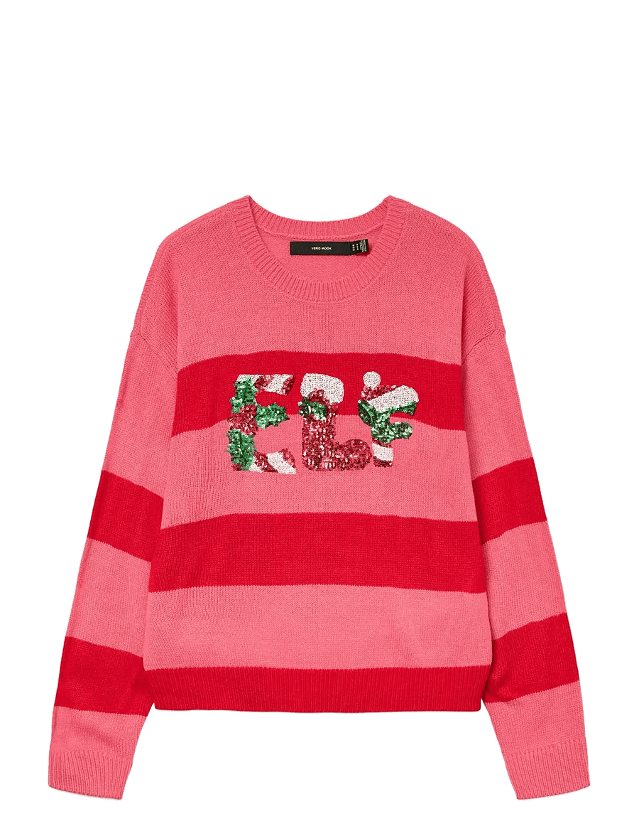 Vero Moda - VMELF LS O-NECK PULLOVER XMAS - pullover - chinese red - 1