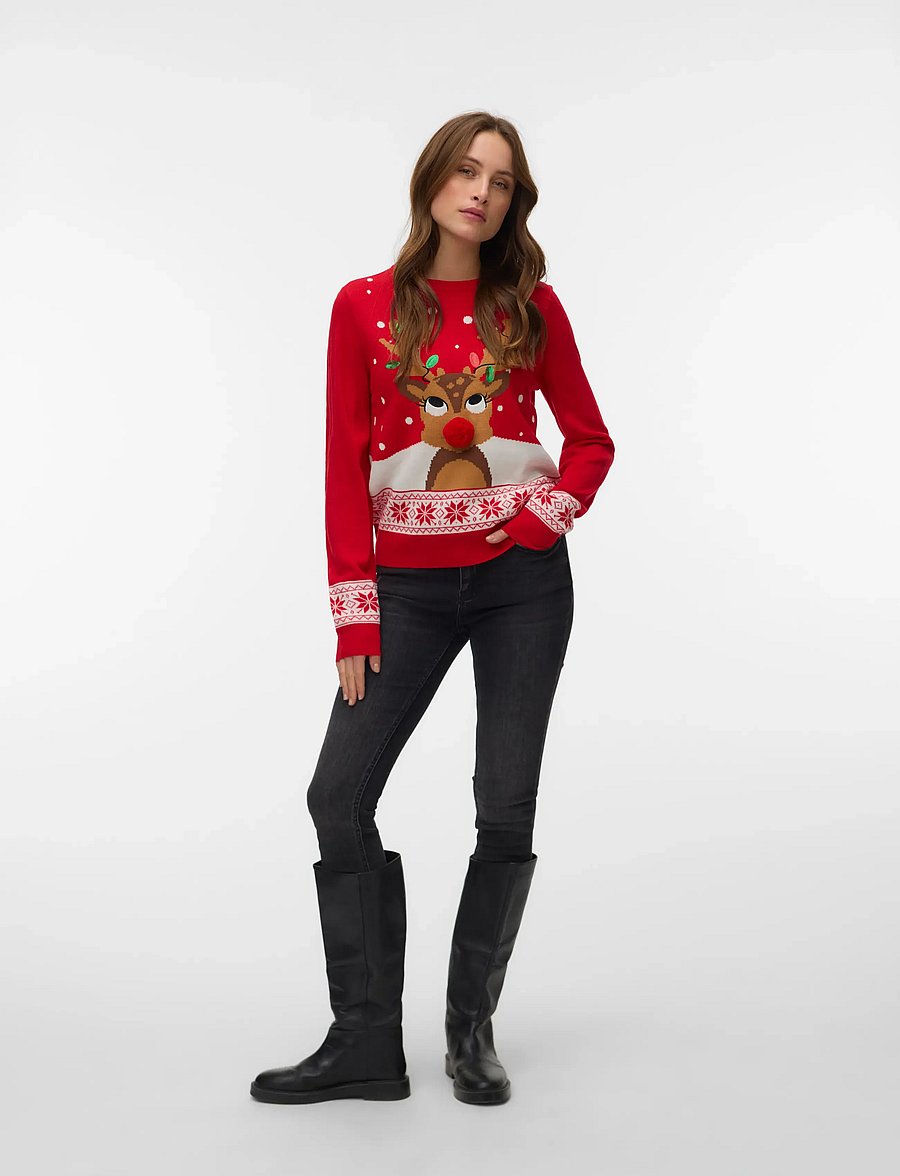 Vero Moda - VMFROSTYDEER LS O-NECK PULL. XMAS BOX - chinese red - 0