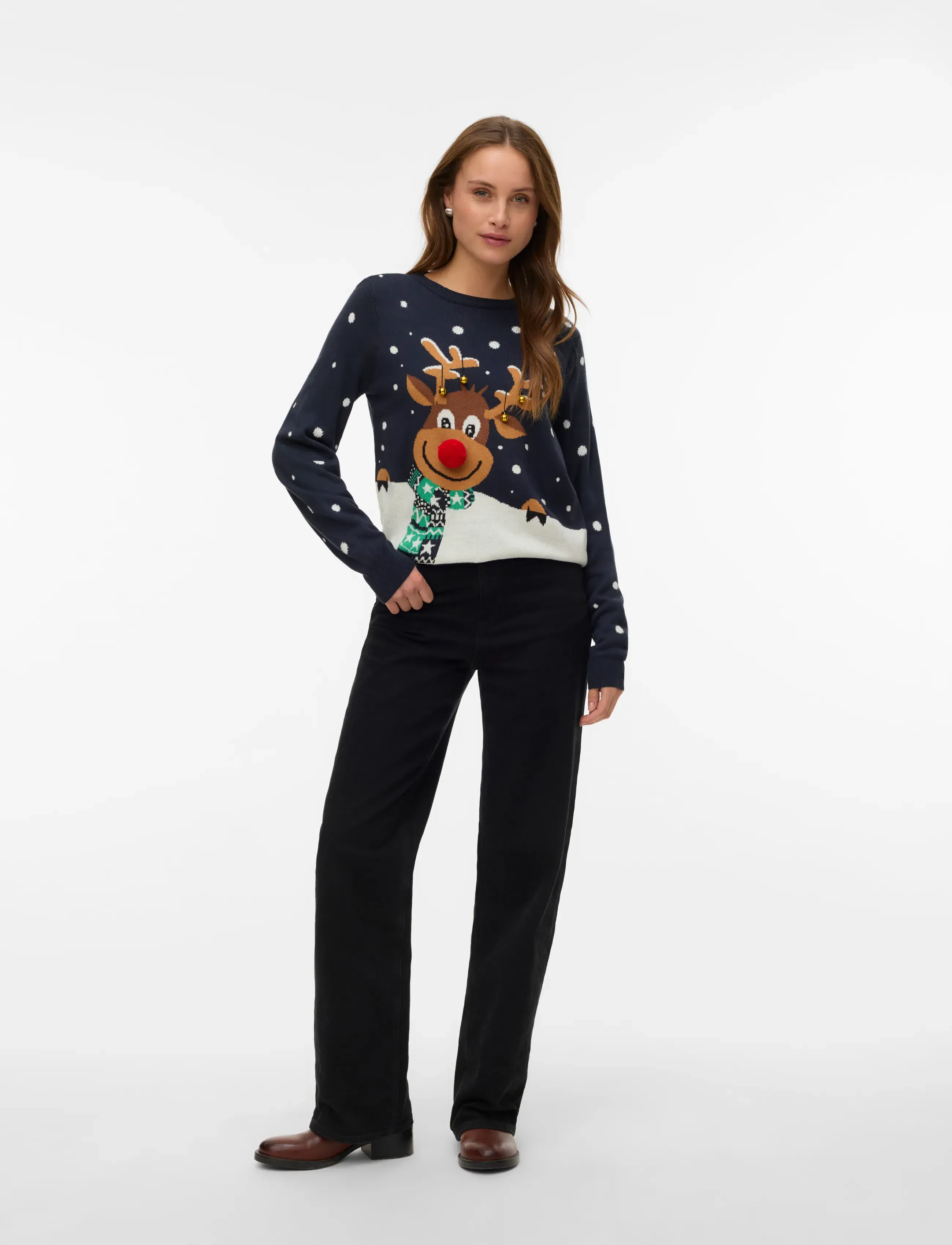 Vero Moda - VMFROSTYDEER LS O-NECK PULL. XMAS BOX - höstkläder - navy blazer - 0