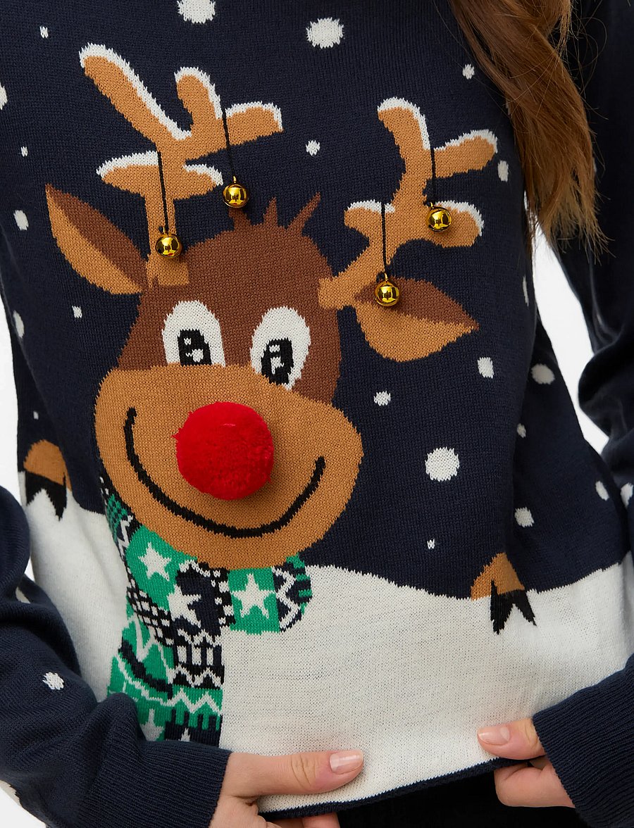 Vero Moda - VMFROSTYDEER LS O-NECK PULL. XMAS BOX - striktrøjer - navy blazer - 3