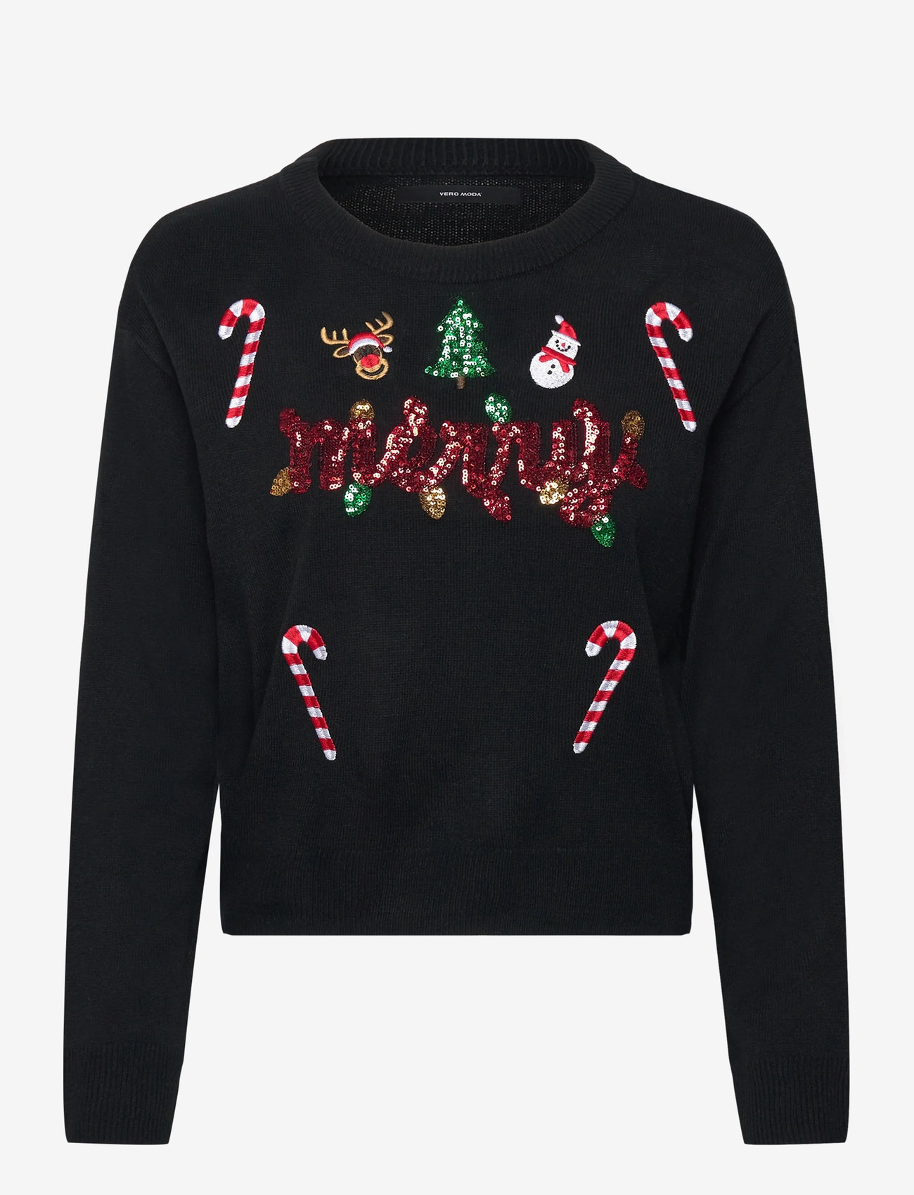 Vero Moda - VMGLITTER LS O-NECK XMAS BOX - striktrøjer - black - 0
