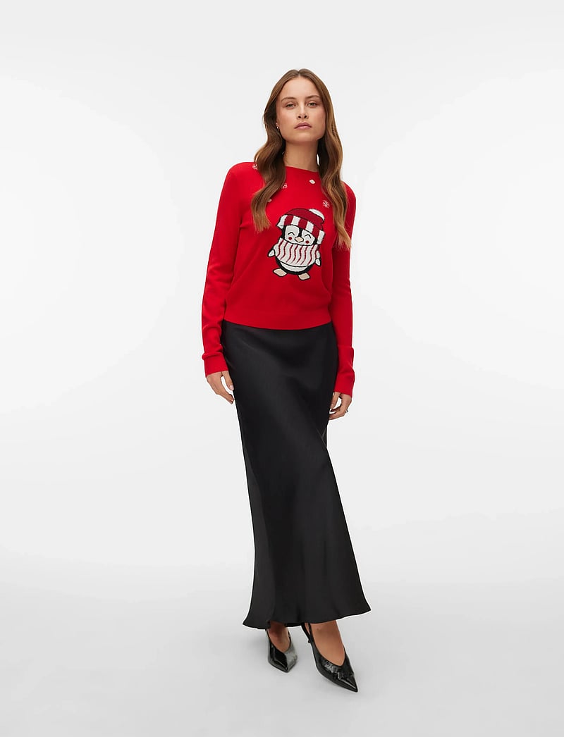 Vero Moda - VMCUTE LS O-NECK PULLOVER XMAS BOX - megztiniai - chinese red - 0