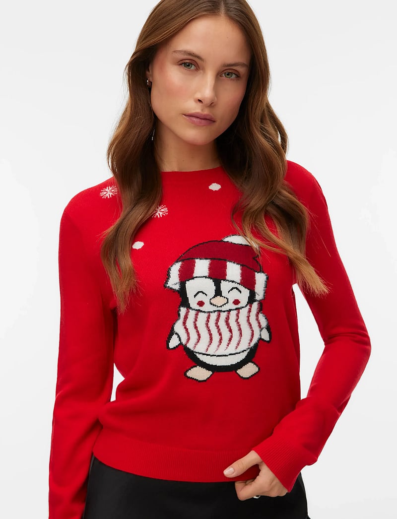 Vero Moda - VMCUTE LS O-NECK PULLOVER XMAS BOX - megztiniai - chinese red - 4