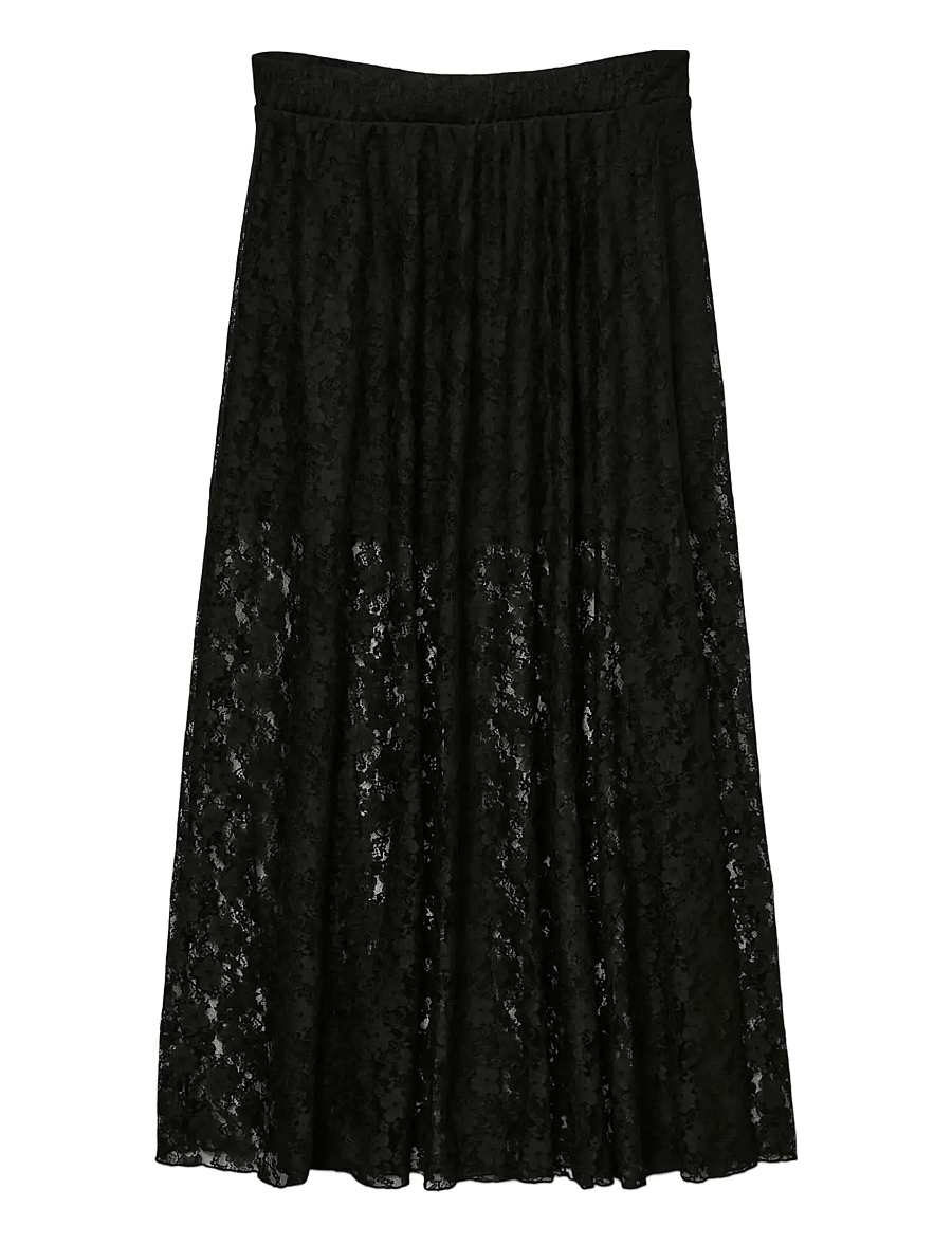 Vero Moda - VMNELDA HW LONG LACE SKIRT JRS EXP - maxi röcke - black - 0