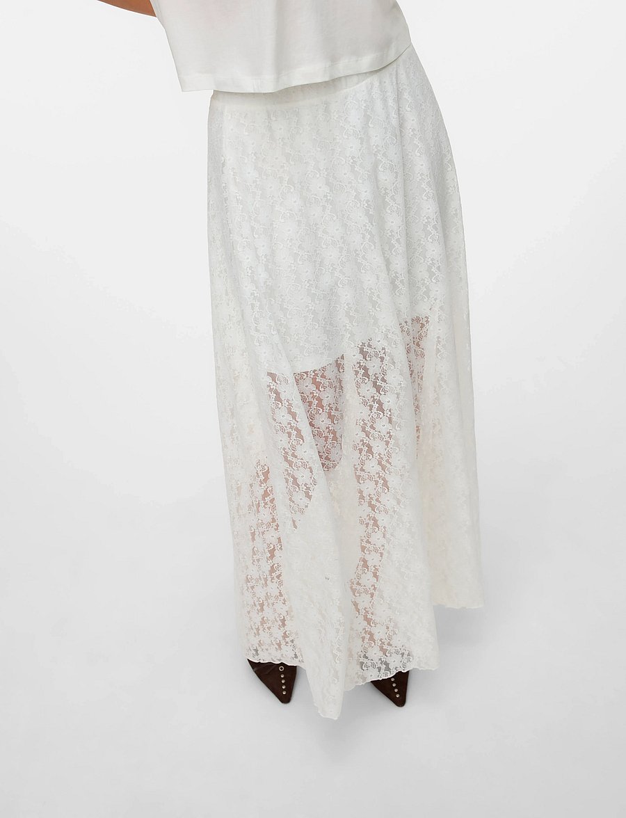 Vero Moda - VMNELDA HW LONG LACE SKIRT JRS EXP - maxi röcke - snow white - 2