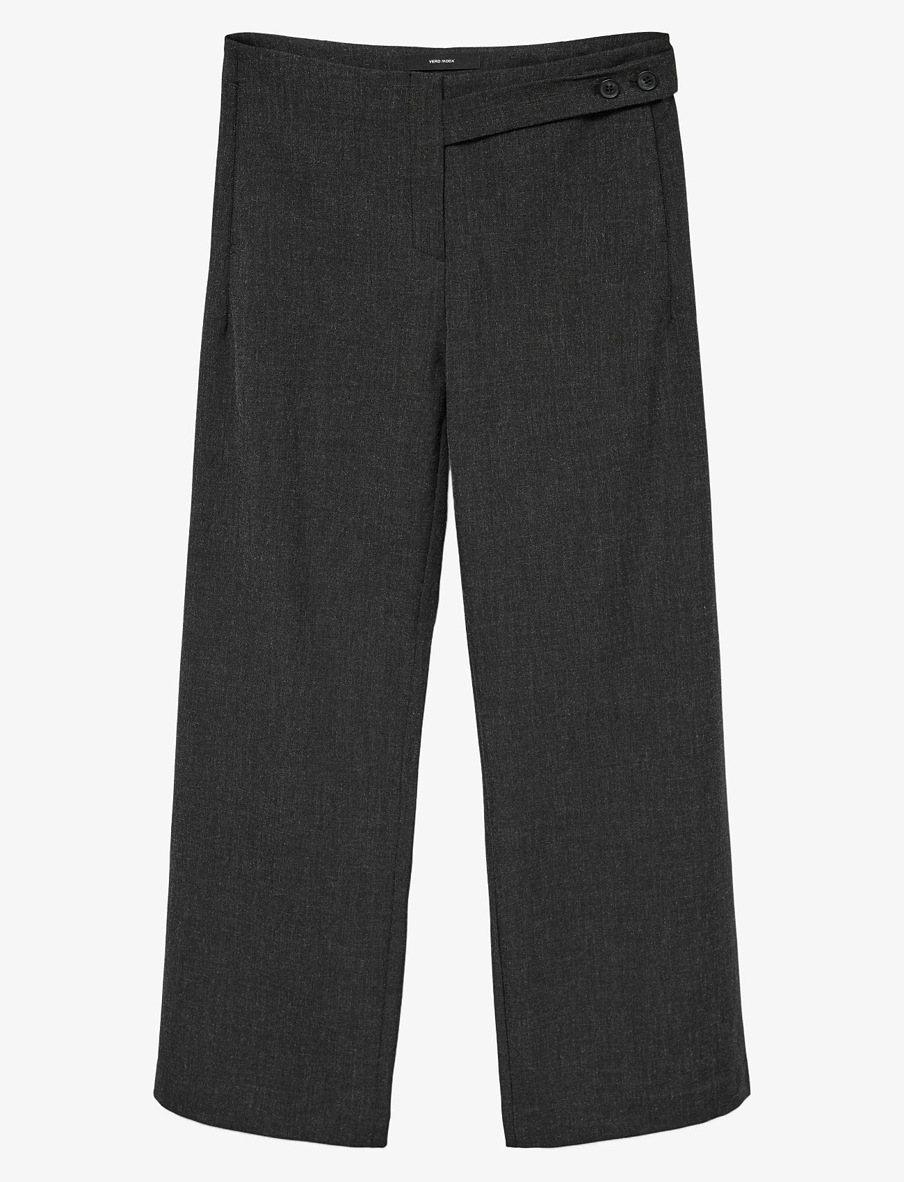 Vero Moda - VMBESTIE MW WIDE STRAP PANT - wide leg trousers - dark grey melange - 1