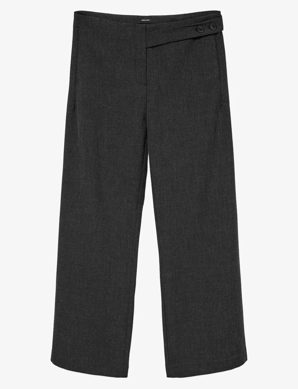 Vero Moda - VMBESTIE MW WIDE STRAP PANT - bukser med brede ben - dark grey melange - 1