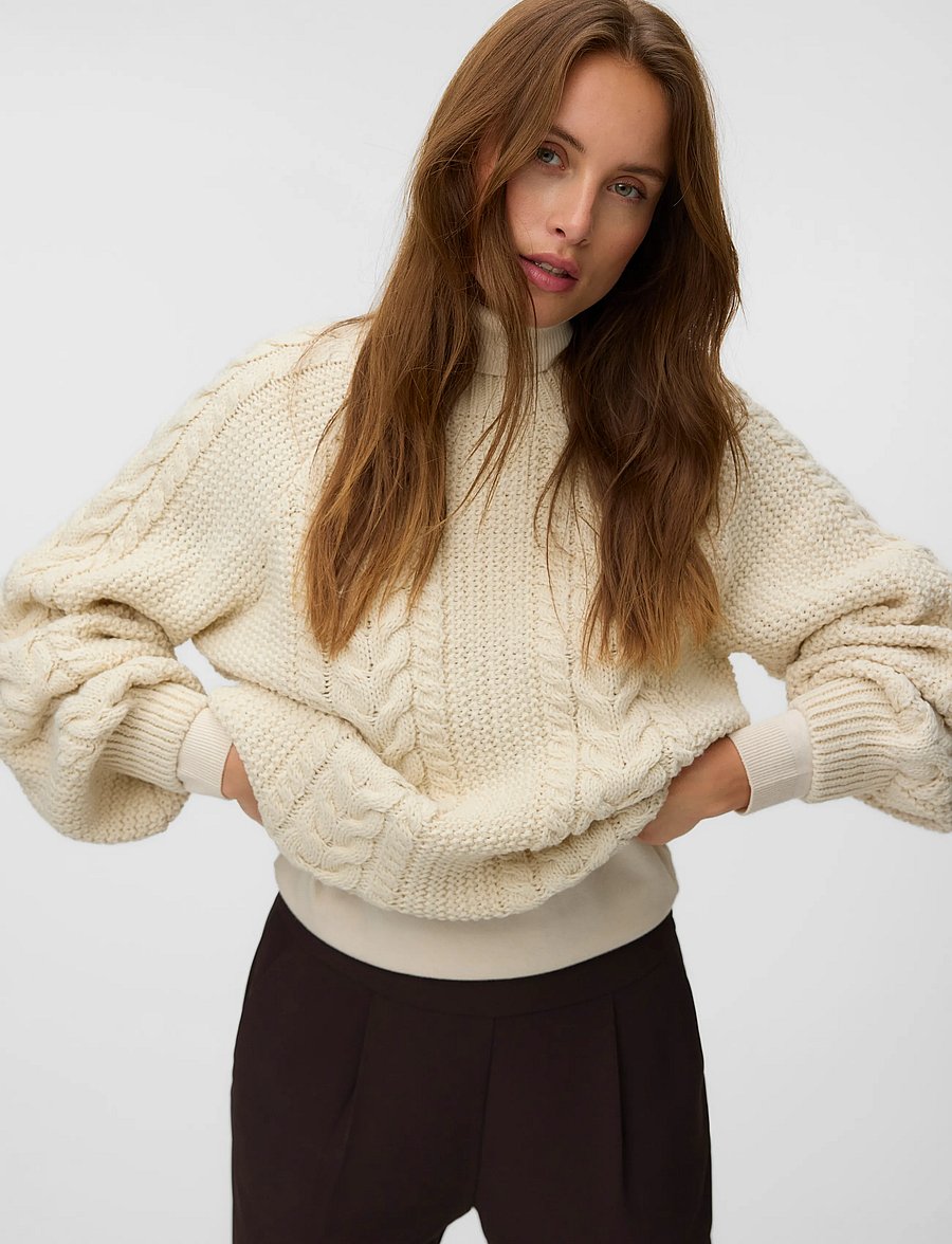 Vero Moda - AWTOA LS O-NECK KNIT PULLOVER NOOS - birch - 4