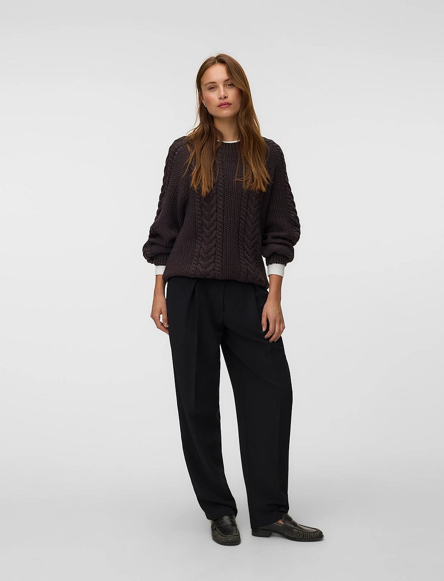 Vero Moda - AWTOA LS O-NECK KNIT PULLOVER NOOS - stickade tröjor - chocolate torte - 0