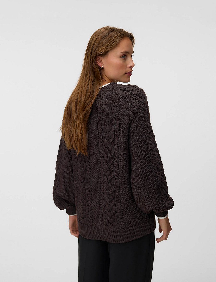 Vero Moda - AWTOA LS O-NECK KNIT PULLOVER NOOS - stickade tröjor - chocolate torte - 2