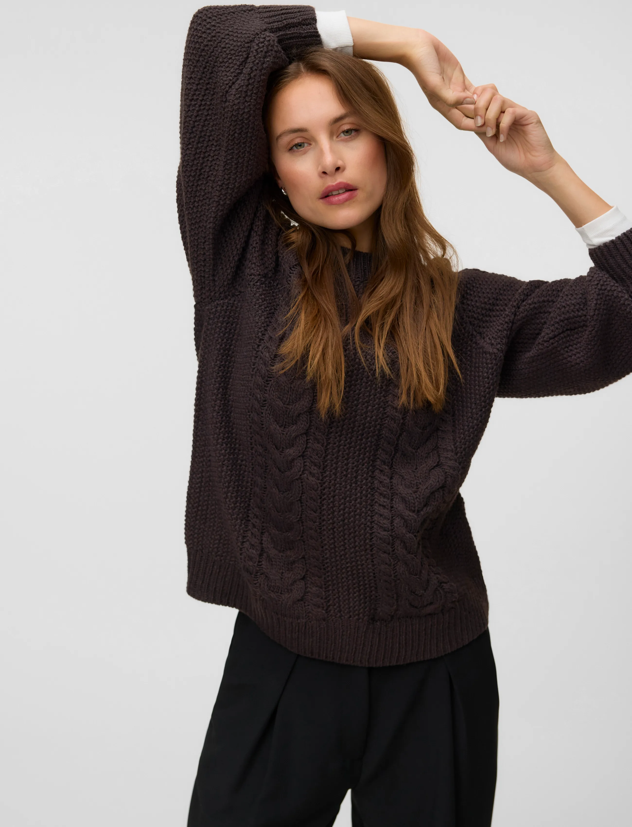 Vero Moda - AWTOA LS O-NECK KNIT PULLOVER NOOS - stickade tröjor - chocolate torte - 3
