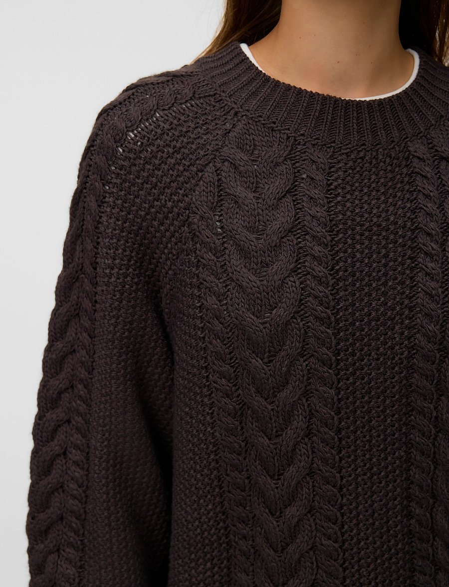 Vero Moda - AWTOA LS O-NECK KNIT PULLOVER NOOS - stickade tröjor - chocolate torte - 4