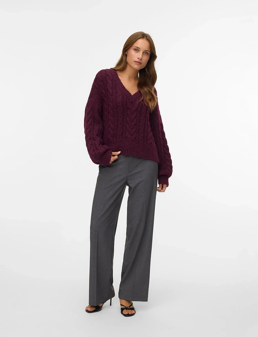 Vero Moda - VMTEXAS MW STRAIGHT PANT NOOS - bukser med lige ben - dark grey melange - 0