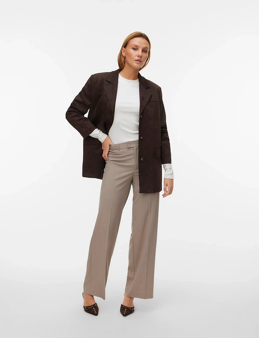 Vero Moda - VMTEXAS MW STRAIGHT PANT NOOS - bukser med lige ben - moon rock - 0