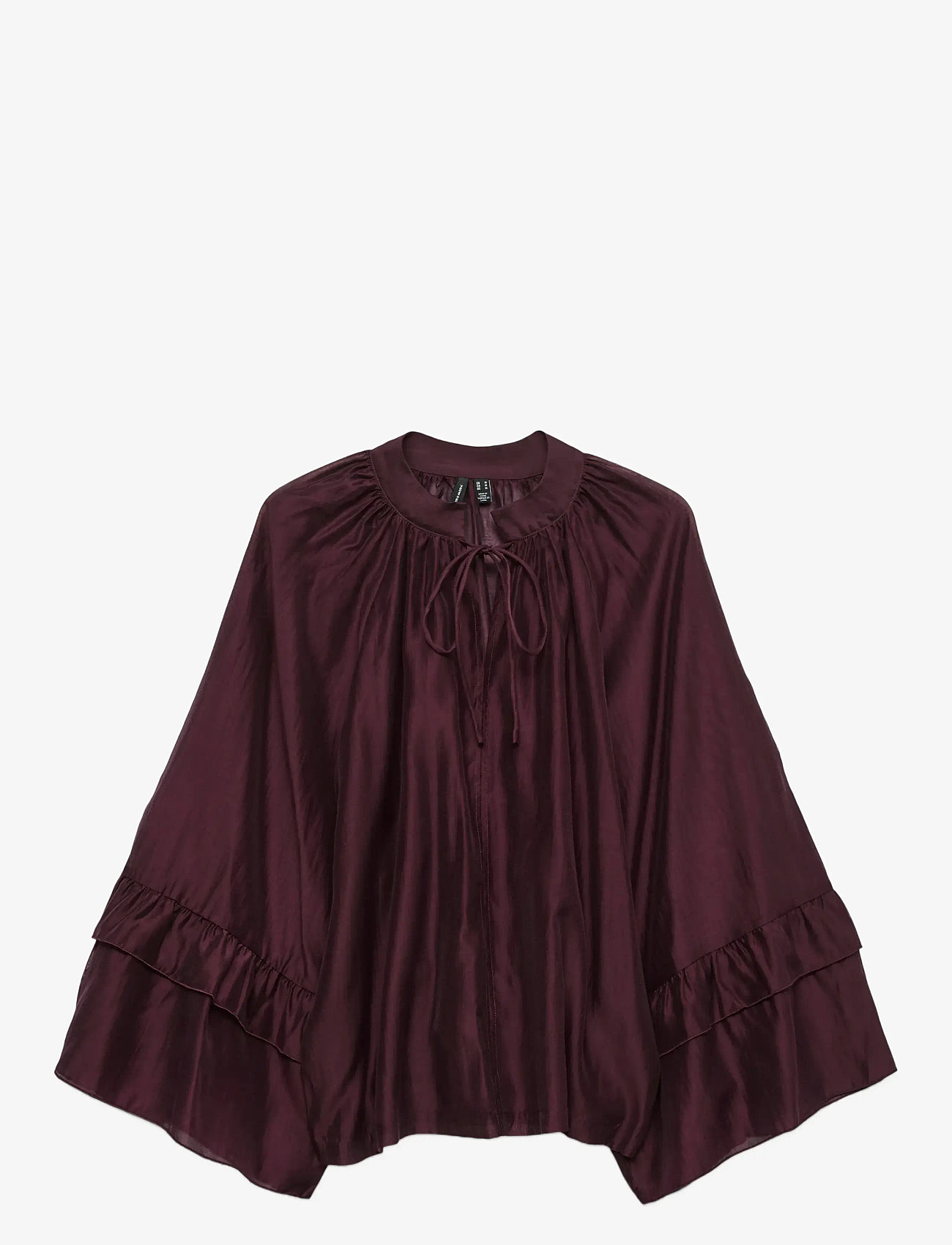 Vero Moda - VMJENNA 7/8 FRILL TOP WVN GA - langærmede bluser - winetasting - 1