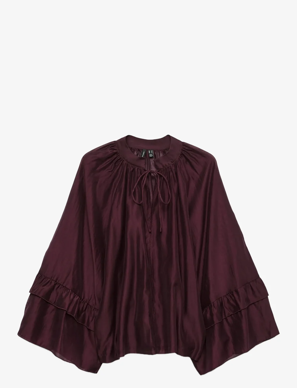 Vero Moda - VMJENNA 7/8 FRILL TOP WVN GA - langærmede bluser - winetasting - 1