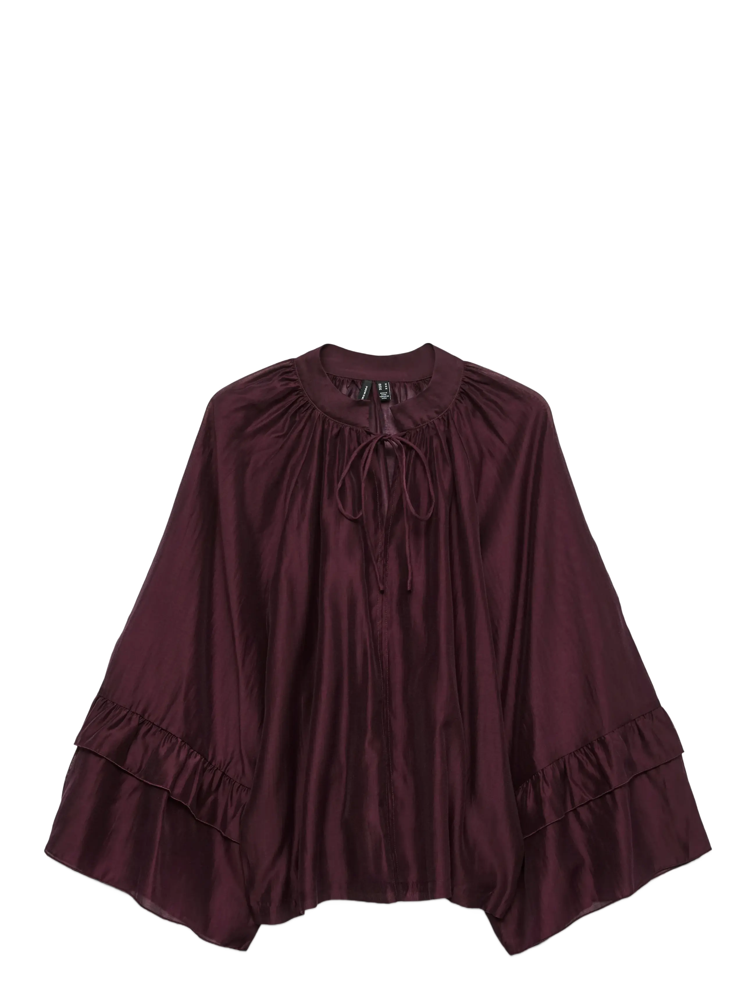 Vero Moda VMJENNA 7/8 FRILL TOP WVN GA - Bluser - WINETASTING / red