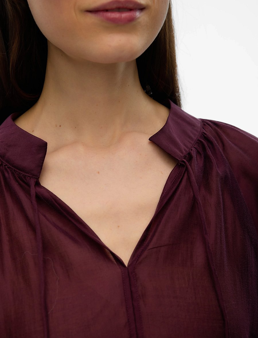 Vero Moda - VMJENNA 7/8 FRILL TOP WVN GA - langärmelige blusen - winetasting - 5